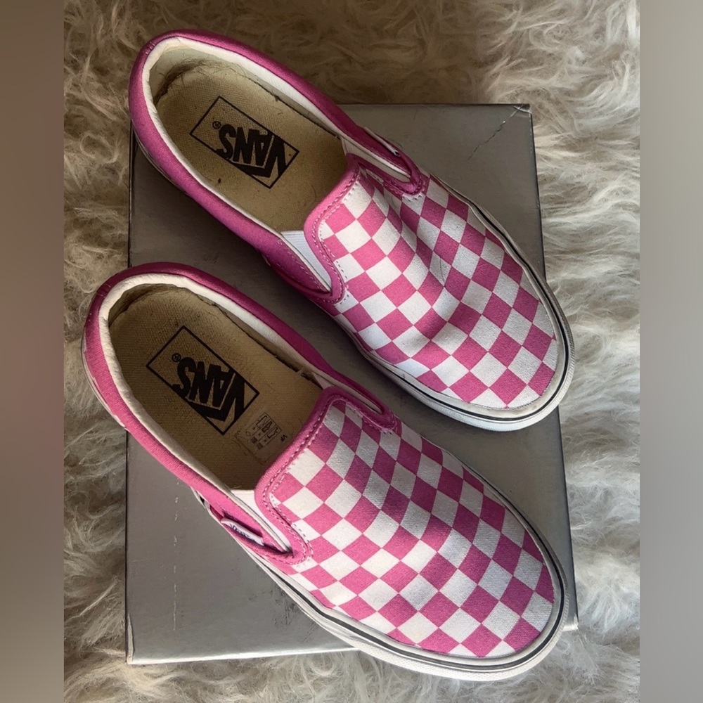 Vans | Women’s Pink White Checkered Slip-Ons Sneakers Shoes Size 7 *Rare Find - Picture 2 of 9